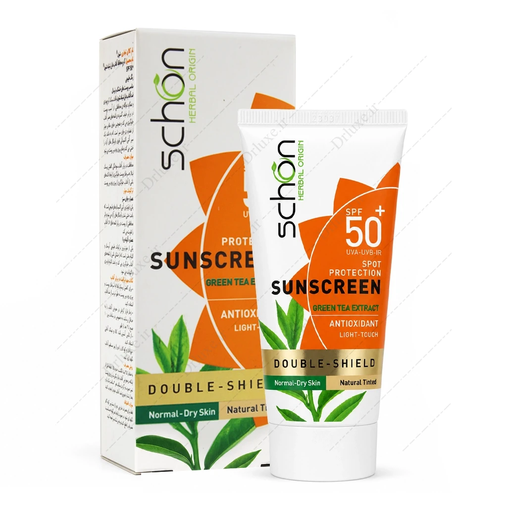 کرم ضد آفتاب SPF50 رنگی پوست خشک و معمولی دابل شیلد شون 50 میلی‌لیتر